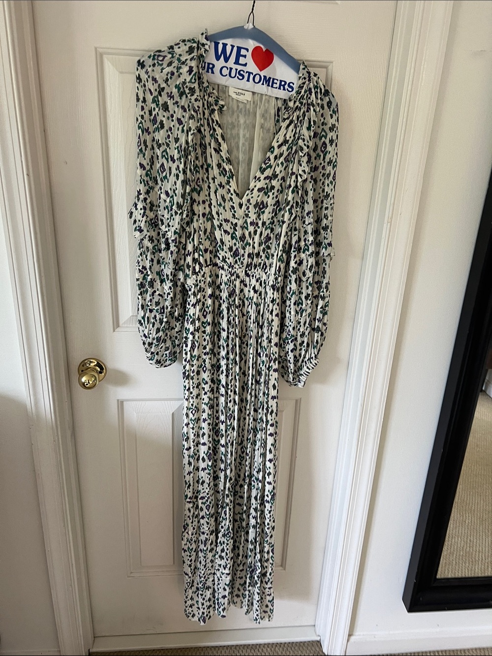 Isabel Marant Cream Maxi Dress with Green and Purple Floral Print - Picture 6 of 9